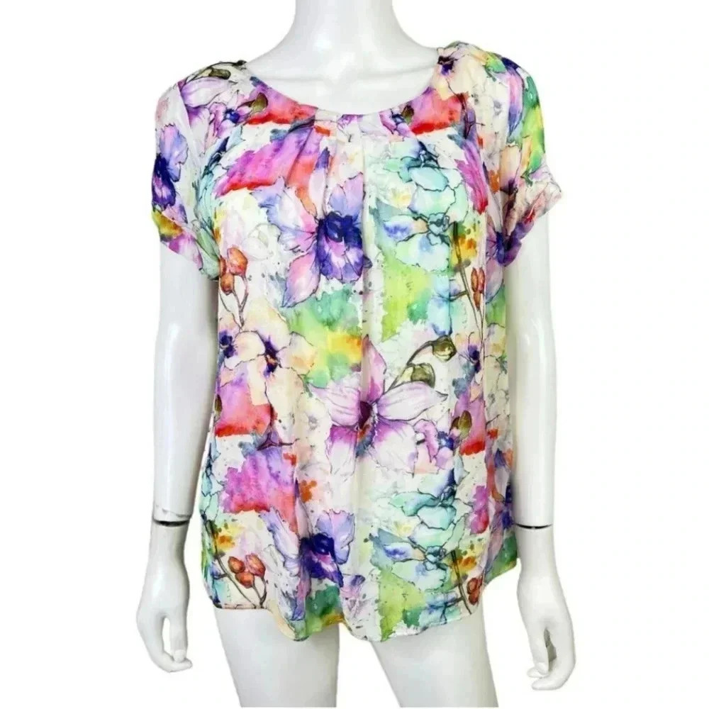 {Soft Surroundings} Women's Top Blouse Tank Under Coastal Breeze Floral